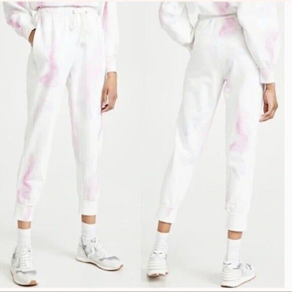 NEW PAIGE Womens Annette White Fuschia Pink Multi Joggers Sweat Pants Size Small - Picture 9 of 10
